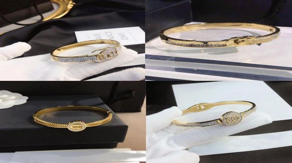 

women luxury brand designer gold bangle jewelry 18k gold plated charm bracelets stainless steel toggleclasps bangles accessories3016697, Black