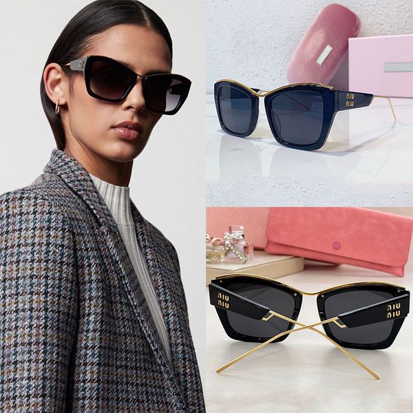 

Stylish rectangular cat eye metal frame designer sunglasses MU02YS multi color gradient Lunettes ultra-fine metal leg sexy womens leisure vacation original box