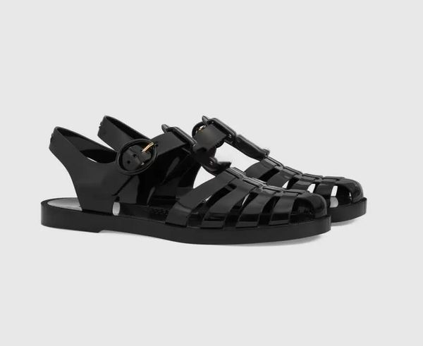

2023 luxury designer rubber sandal wheel sole slippers fashion classic thick sole spring autumn ladies roman shoes casual beach sandals, Black