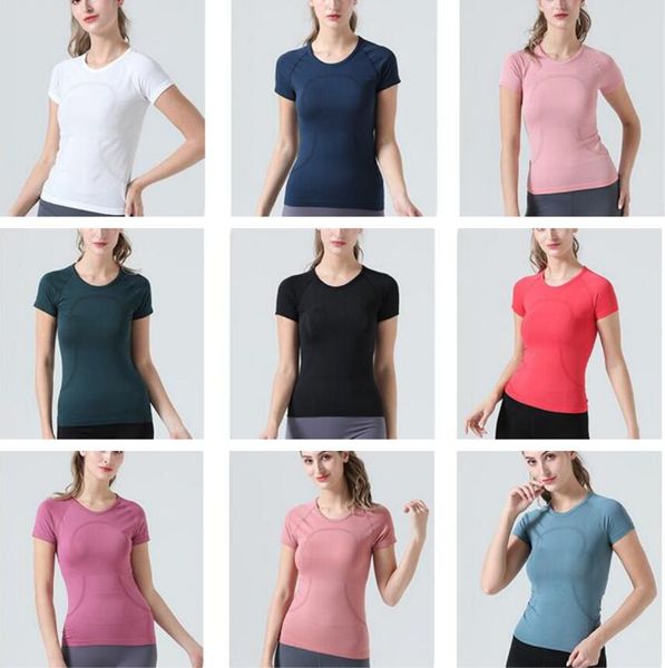 

women lu yoga t-shirts womens high-elastic breathable running short sleeve sport-cycling gym wear jogging fitness clothes sportswear