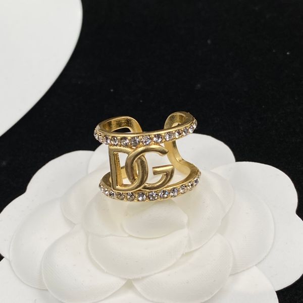 

luxury brand design 14k gold hollowed out zircon party ring, Silver