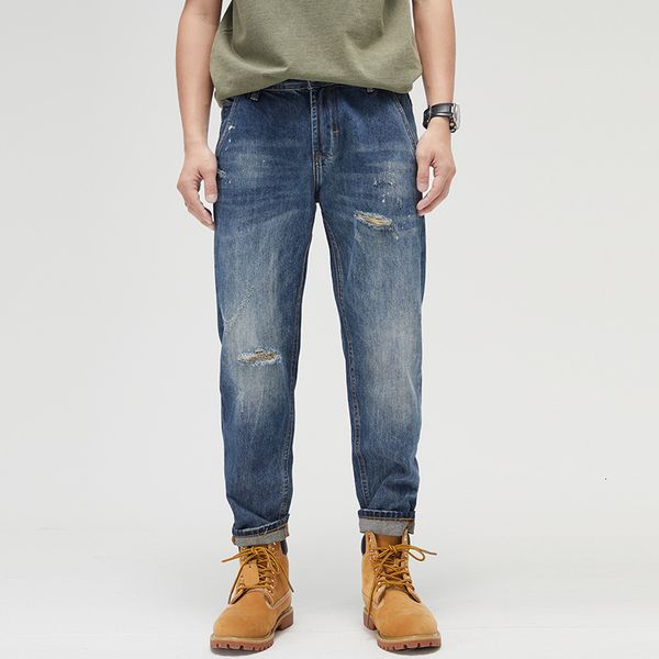 

men's jeans autumn/winter men's casual cotton pants fashion windproof men's jeans 230412, Blue