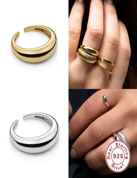

cluster rings irregular handmade open ring sterling 925 silver geometric arc smooth surface allmatch women039s finger jewelry 5484448, Golden;silver
