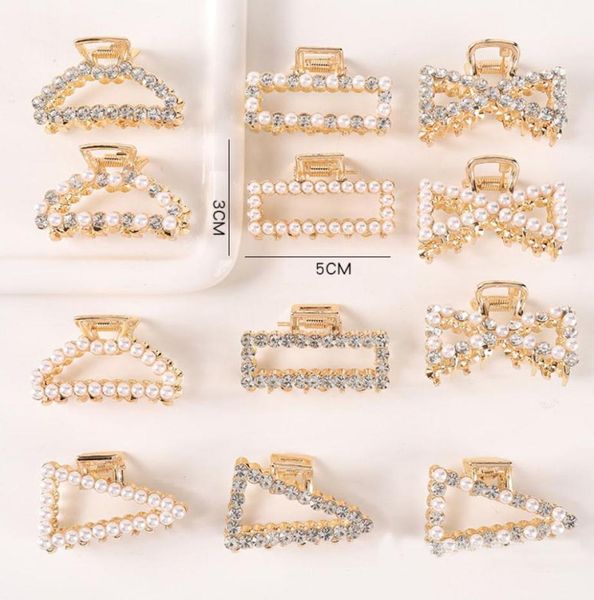 

fashion bow imitation pearl hair claw crab clamp gold silver metal crystal clamps clip geometric hairpin styling accessories8526437, Slivery;golden