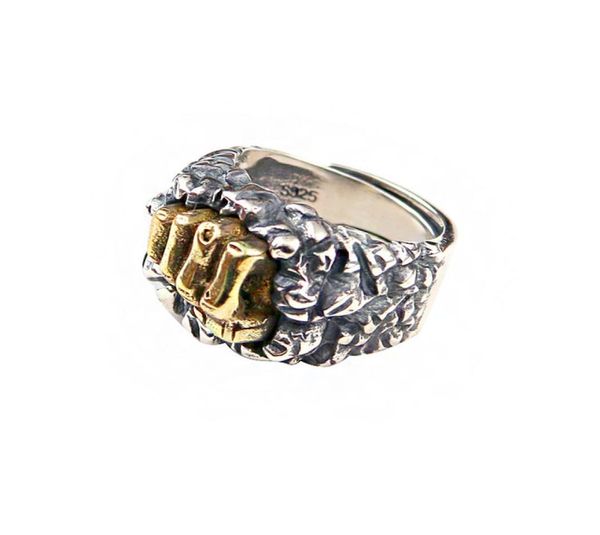 

men wide ring jewelry mens boys design sense power gold fist hip hop finger ring 925 sterling silver ring jewelry size8401144