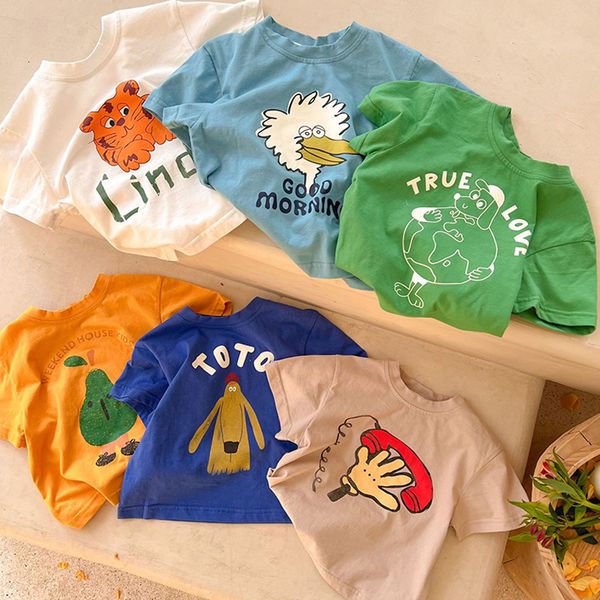 

tshirts summer children children's clothing boys tshirts for girls kids sweatshirt girl short sleeve 230412, Blue