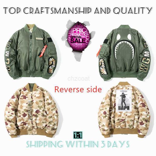

jackets shark craftsmanship mens mens star spots designers coat varsity co-branding stylist cotton clothes military style camouflage jacket, Black;brown