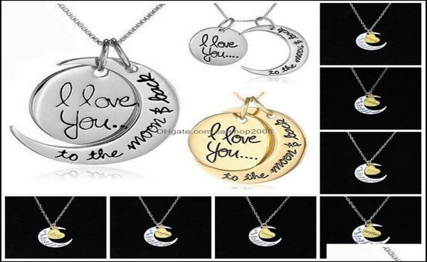 

pendant necklaces gold chain necklace heart korean jewelry i love you to the moon and back sier women men choker drop deli carshop5404101, Silver