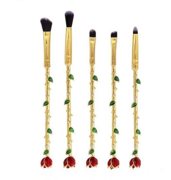 

5pcsset makeup brushes kits rose flower shape make up foundation cosmetic flowers brushes for eyes packaged by opp bag 9155333