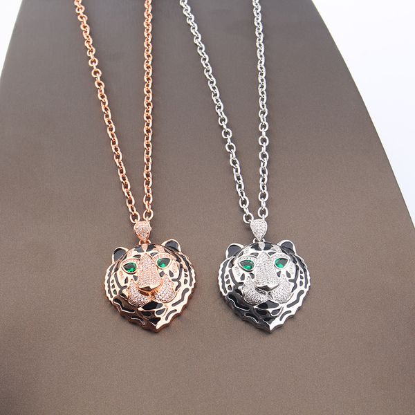 

long gold silver pendant necklace for women men set tiger luxury dainty trendy designer party christmas wedding couple beads chain jewelry a