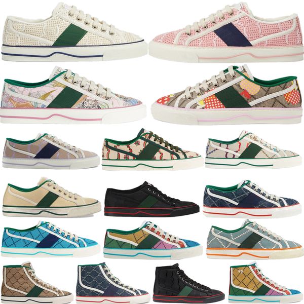 

ggity 1977 tennis casual sports shoes trainers mens womens high canvas shoes tennis letters interleaved pattern printed denim luxury jacquar, Black