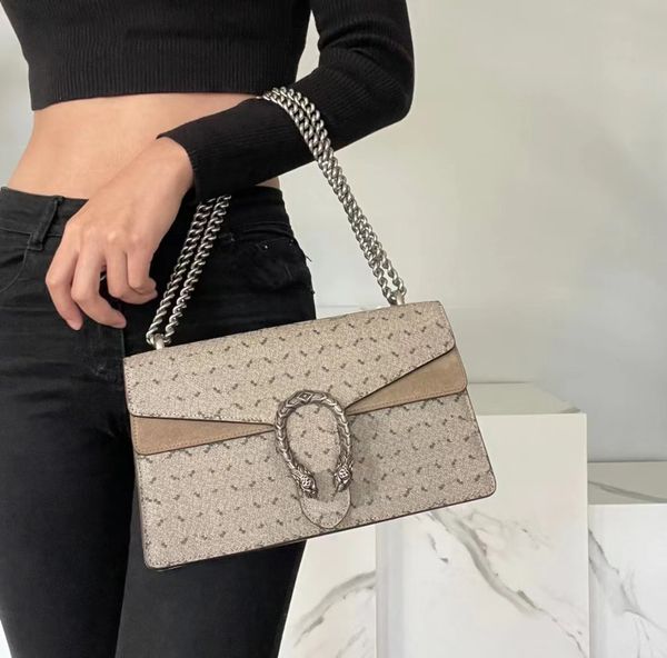

luxury designer shoulder bags women fashionable handbags all-match metal tiger head logo hasp classic retro fashion lady shoulder chain bags