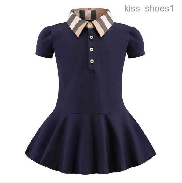 

summer girls princess dress fashion kids short sleeve dresses cotton children turn-down collar skirts girl pleated skirt, Red;yellow