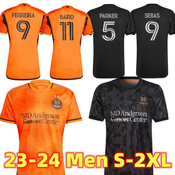 

houston dynamo fc 23 24 soccer jerseys sebas parker hadebe picault baird clark vera ferreira corona carrasquilla 2023 2024 men home away foo, Black
