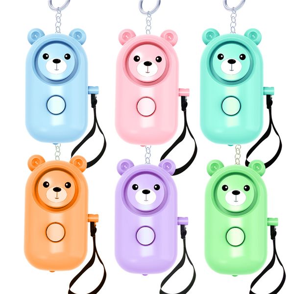 

abs bear self defense keychains personal alarm keychain personalize led flashlight keyrings safety security alert device key chain for women, Silver