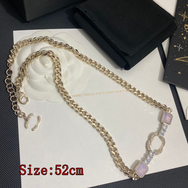 

designer brand letter pendant necklaces never fading luxury women inlay rhinestone collar chain brass copper real gold plated necklace jewel, Silver