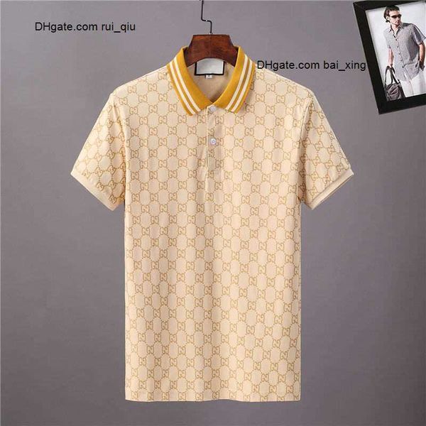 

2023 quality summer cooton polo shirts men casual piquet polos fashion snake bee embroidery cotton jersey polo man black blue green red, White;black
