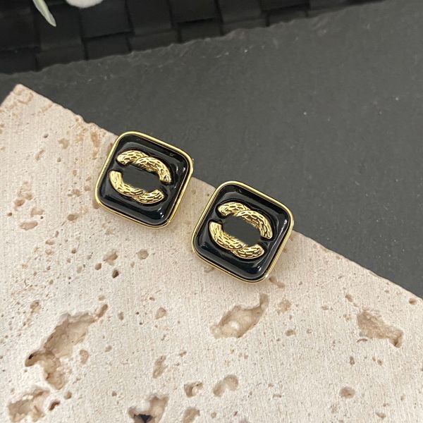 

brass copper stud real gold plated 925 silver luxury brand designers letters stud geometric famous women's crystal rhinestone earring w, Golden;silver