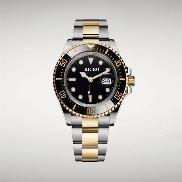 

automatic mechanical men's watch dial 43 mm luminous feature calendar ceramic ring mouth leisure sports310c, Slivery;brown