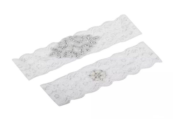 

wedding leg garters plus size lace bridal garters crystals pearls lace wedding garters for bride belt real picture6534749, White