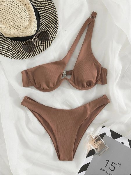 

women's swimwear bikinis swimsuits cut out 2023 one shoulder biquini high bathing suits push up beach bikini set 230411, White;black