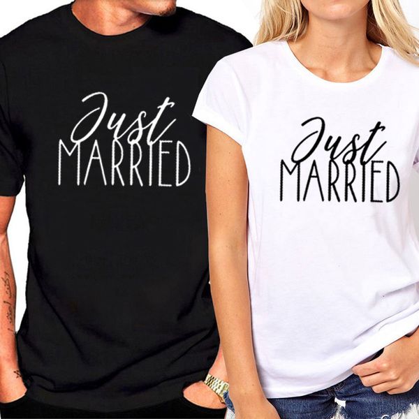 

womens tshirt just married print couple tshirt short sleeve tee summer lover woman 230411, White