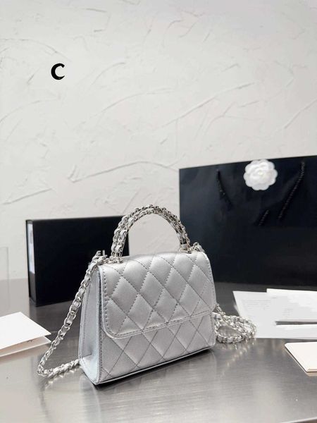 

luxury channel cowhide mini early spring handicraft workshop handle bag, new small sunspot, 4 color sizes 15*10cm
