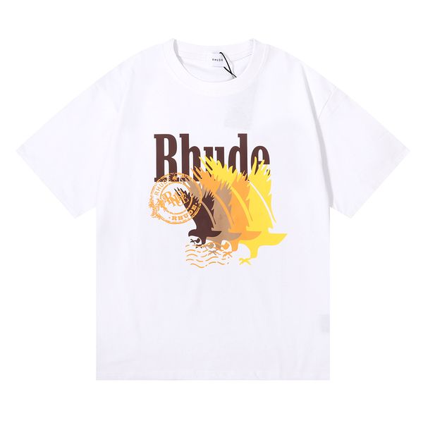 

rhude men t shirt designer t shirts spring summer new style monaco print short sleeve casual breathable tee us size s-xxl, White;black