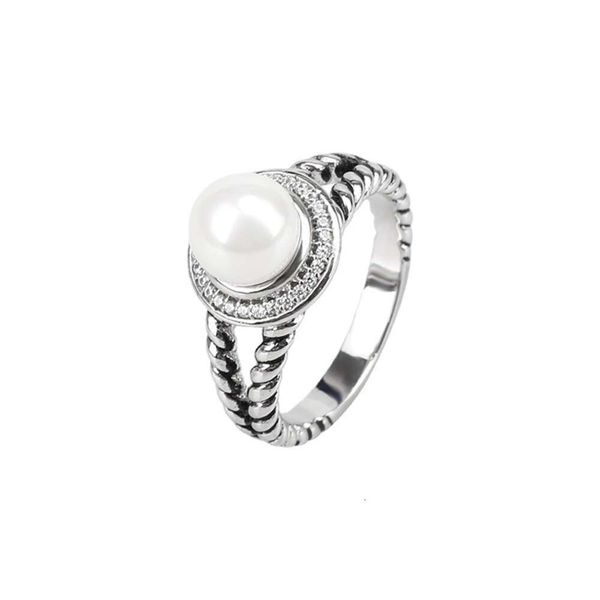 

Classic DY Ring jewelry designer top fashion accessories Imitation Pearl 8MM Rings with Imitation Diamond New INS DY Jewelry Accessories High edition jewelry