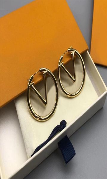 

fashion women hoops earrings designer big circle simple earring for womens luxury jewelry letter love gold ear studs 231997, Golden