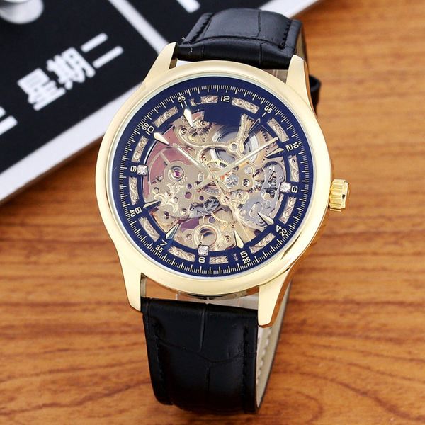 

omeg wristwatches for men 2023 new mens watches 43mm three stitches automatic mechanical watch luxury brand leather strap men fashion montre, Slivery;golden