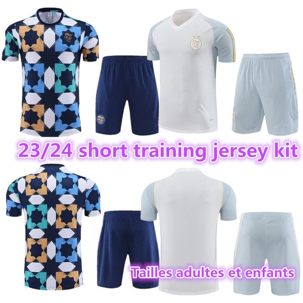 

2022 2023 2024 algeria short sleeve tracksuit set mahrez soccer training jerseys men 22 23 24 algerie kids kit survetement maillot de foot f, Black