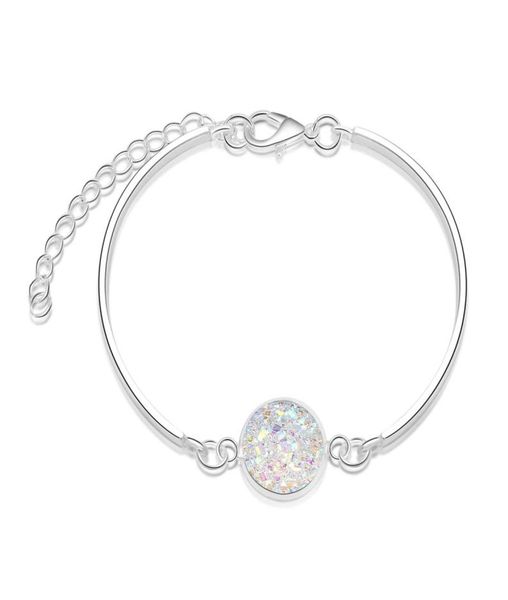 

trendy raw stone round bangle stainless steel chain personalized charm adjustable women bracelet8769984, Black