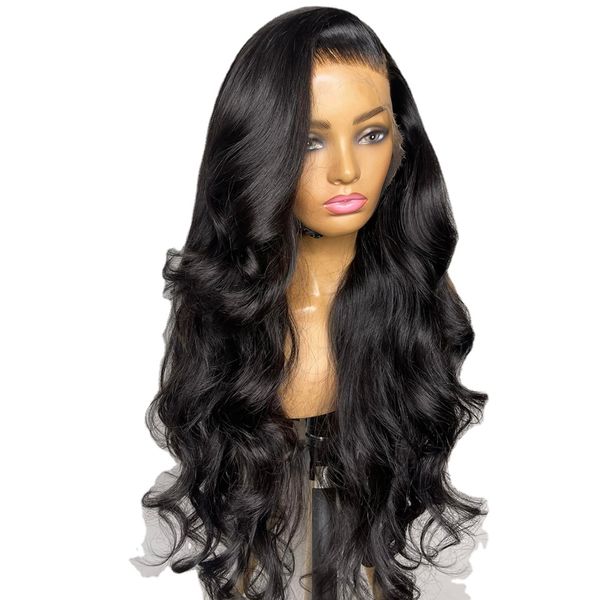 

human hair lace frontal wigs glueless wig body wave lace front human hair wigs for women transparen wig, Black;brown