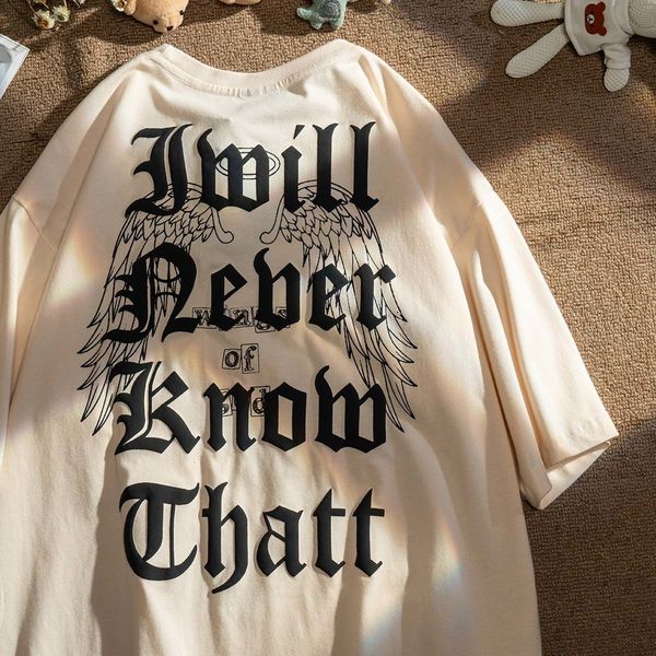 

men's t-shirts american retro short sleeved men breathable t-shirt trendy loose t clothing harajuku y2k oversized t 230412, White;black