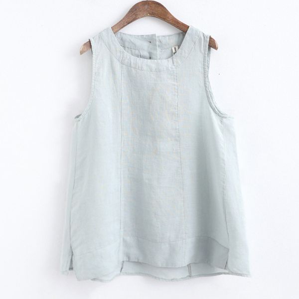 

camisoles tanks johnnature women's cotton linen tank solid o-neck sleeveless summer loose vintage women's tank 230412, Black;white