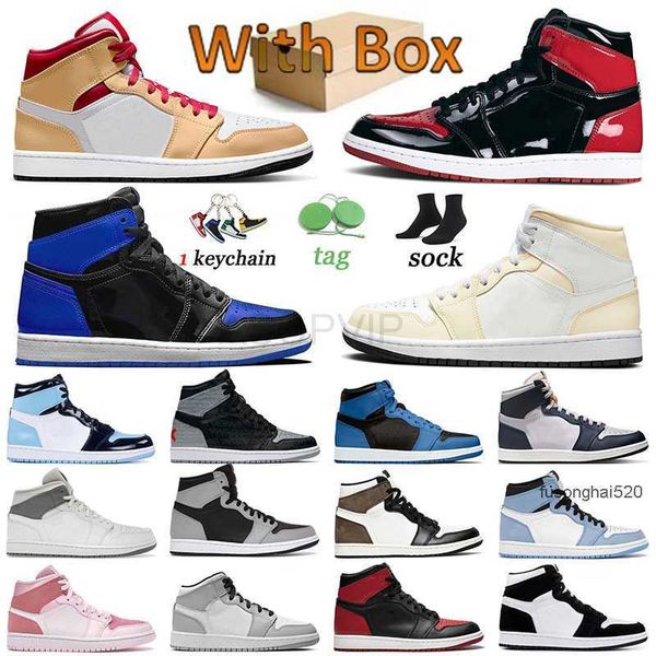

classic jumpman 1 1s bred patent basketball shoes rebellionaire paris white surfaces coconut milk sneakers university blue men women