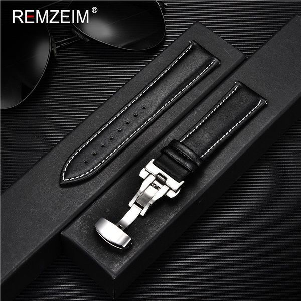 

watch bands calf genuine leather watchband 18mm 20mm 22mm 24mm watch band strap steel butterfly buckle bracelet accessories wristbands 23041, Black;brown