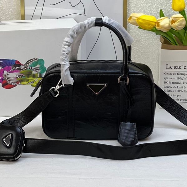 

vintage pillow bag 2 pieces sheepskin retro tote bag women shoulder bag handbags designer pleated composite bag zipper enamel triangular met