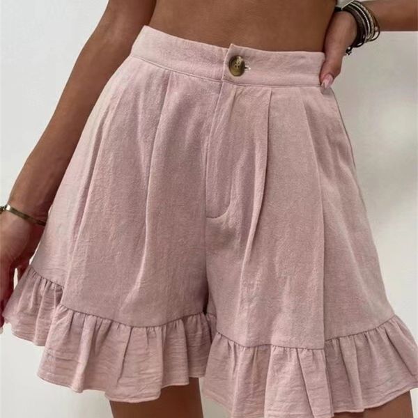 

women's shorts cotton and linen shorts casual wide leg loose fitting shorts summer solid color women's high waisted sports shorts, White;black