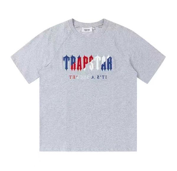 

11 styles mens t-shirt trapstar t shirt designer shirts print letter luxury black and white grey rainbow color summer sports fashion short s, Gray