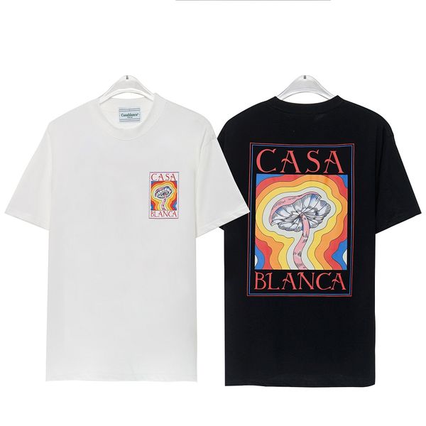 

mens tshirts casablanc shirt luxury men t shirt spring summer new style rainbow mushroom round neck short seeves breathable cotton designer, White;black