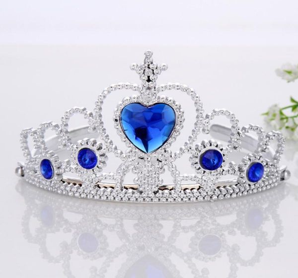 

girls princess crown 9 colors plastic tiara hair accessories lovely crystal head brands children birthday party christmas gift9536116, Blue