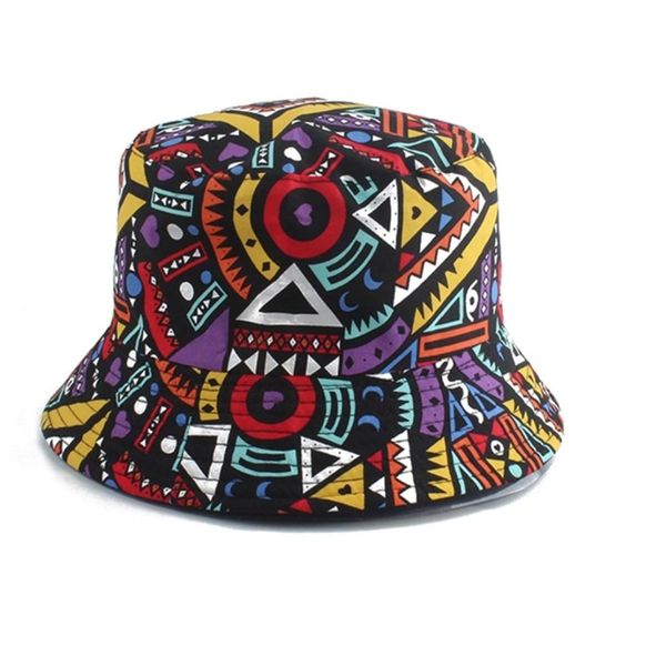 

men women fisherman hat vintage print panama bucket reversible bob chapeau femme retro hip hop cap gorros 2205133354592, Blue;gray