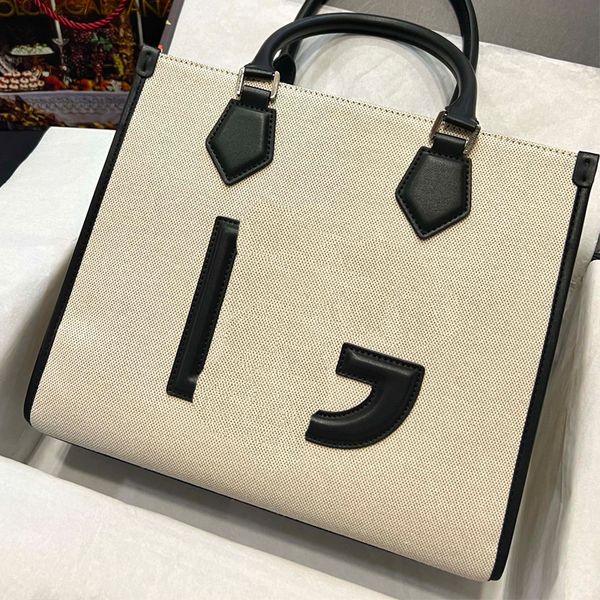 

imported canvas cowhide totes bag women designer handbags fashion thread letters large capacity tote shopping bags internal zipper pocket pu