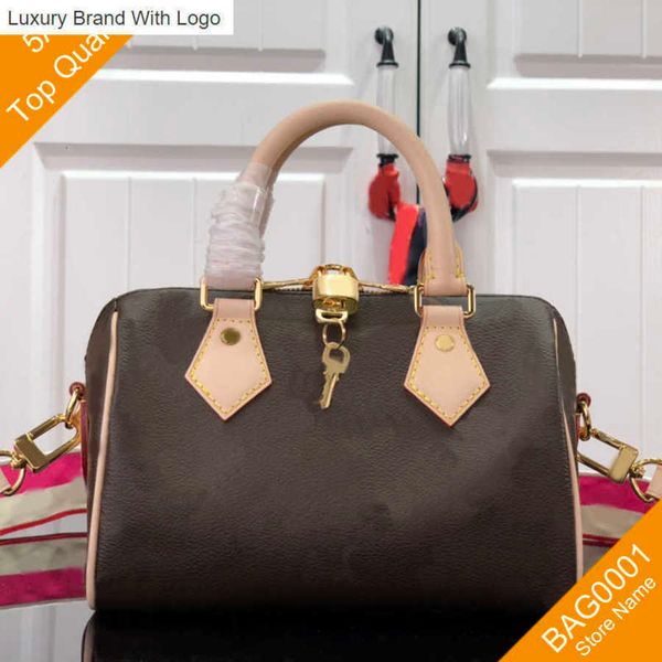 

bag handbags shoulder bags speedy pillow bags women canvas embossed crossbody fashion casual m45957 lock chains leather handbags soft should, Black