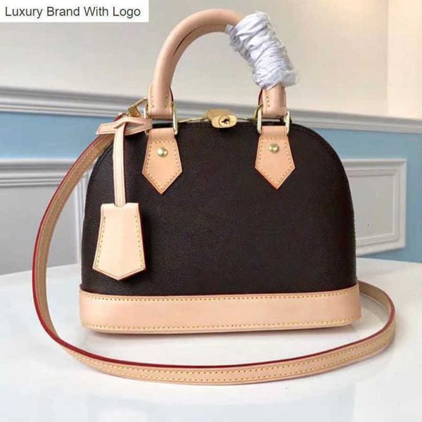 

bag handbags shoulder bags high imitation designer shoulder bag alma bb 23.5cm genuine leather handbag m53152 zl073 wg1k, Black