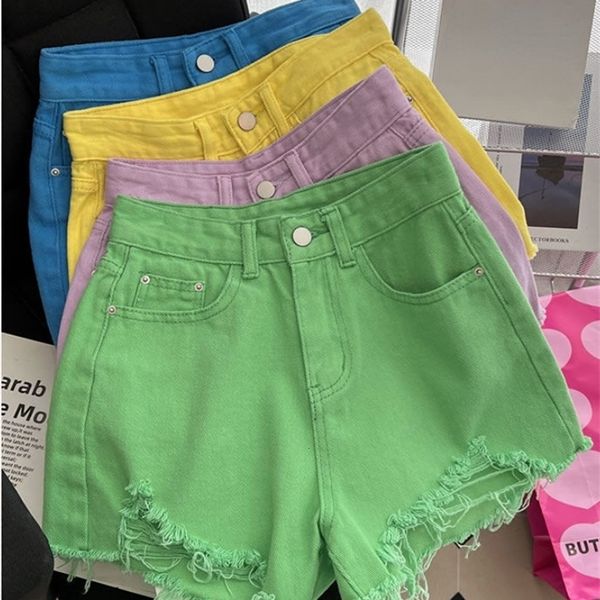 

women's shorts women's summer shorts pinkycolor high street fashion high waist denim shorts pole dance with raw hem blue a-line pa, White;black