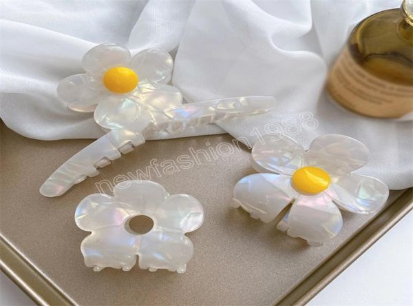 

acetate hair claws for women fashion temperament white flower hair clip clamps femme hair accessories3161284
