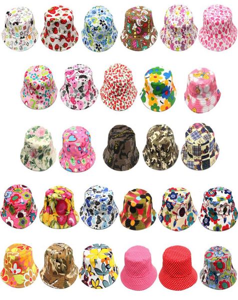 

kids summer hats boys girls cotton beanie bucket hat casual flower sun printed basin canvas e baby hats 30 colors1985780, Yellow